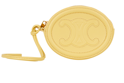 Celine Triomphe Oval Coin Purse, &pound;295, Accessories, Yellow, Leather, Front view